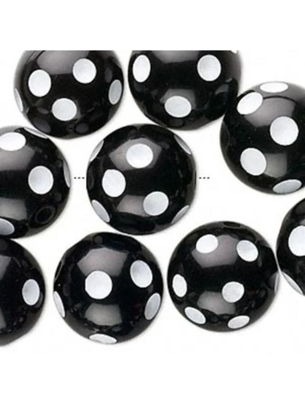 10 Retro 50s 80s Black & White Polka Dot 16mm Round Funky Acrylic Resin Beads